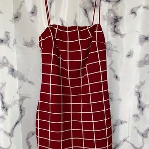 Red Grid Bodycon Dress